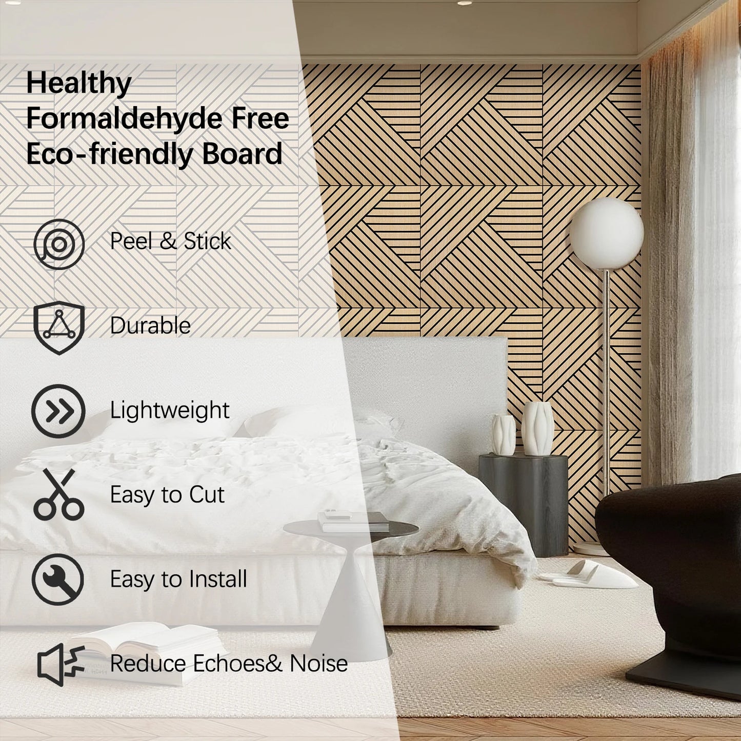 Self Adhesive Acoustic Wood Slat Panels For Noise Reduction