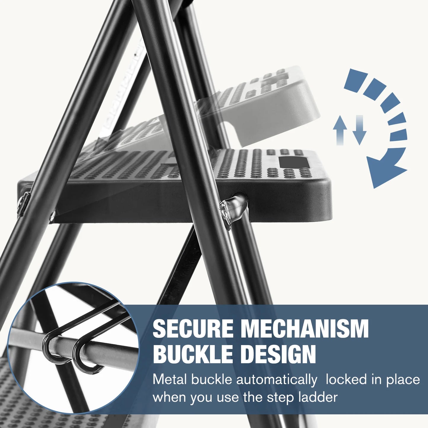 JHK Folding Step Ladder Stool With Anti Slip Pedals 800 Lbs