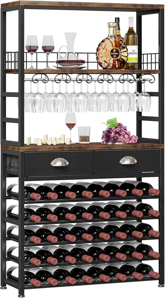 DAFIFY Freestanding 6 Tier Wine Cabinet With Storage