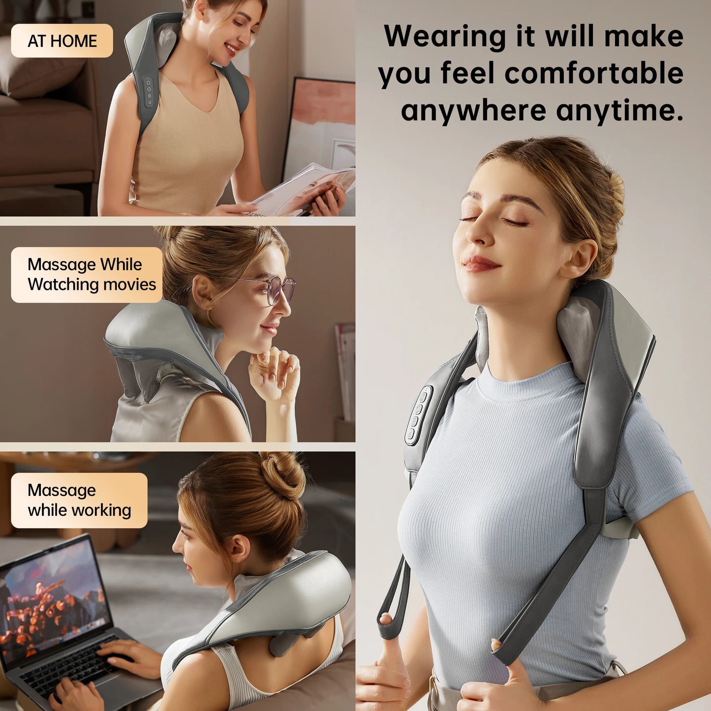 Heated Neck And Shoulder Massager Shawl With 6D Heads