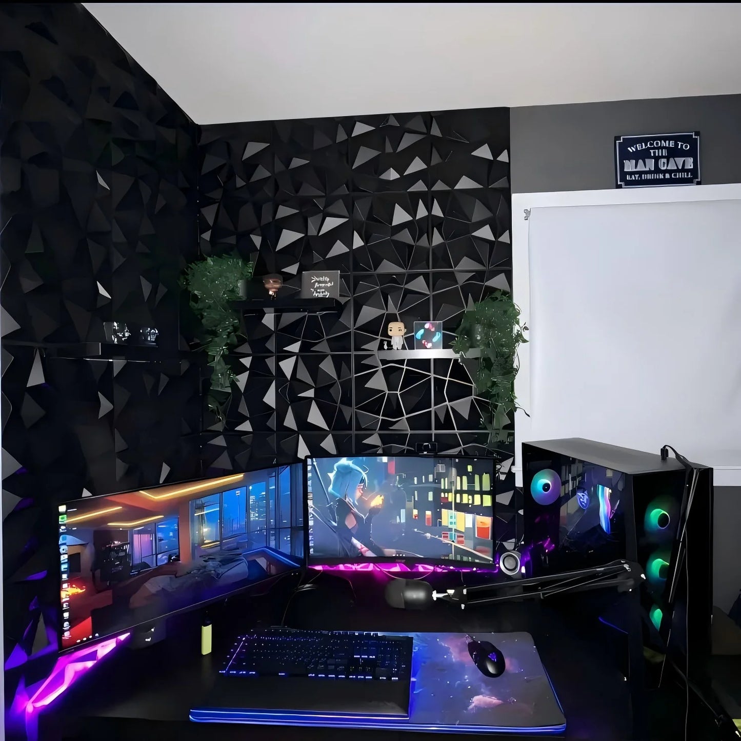 Hign-concerned 20Pcs 3D Wall Panels Indoor Decoration For Living Room Bedroom Office