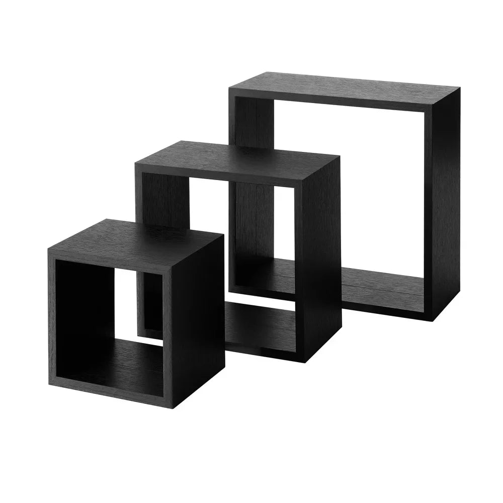 Three Piece Cube Shelf Set Floating Storage for Home Office