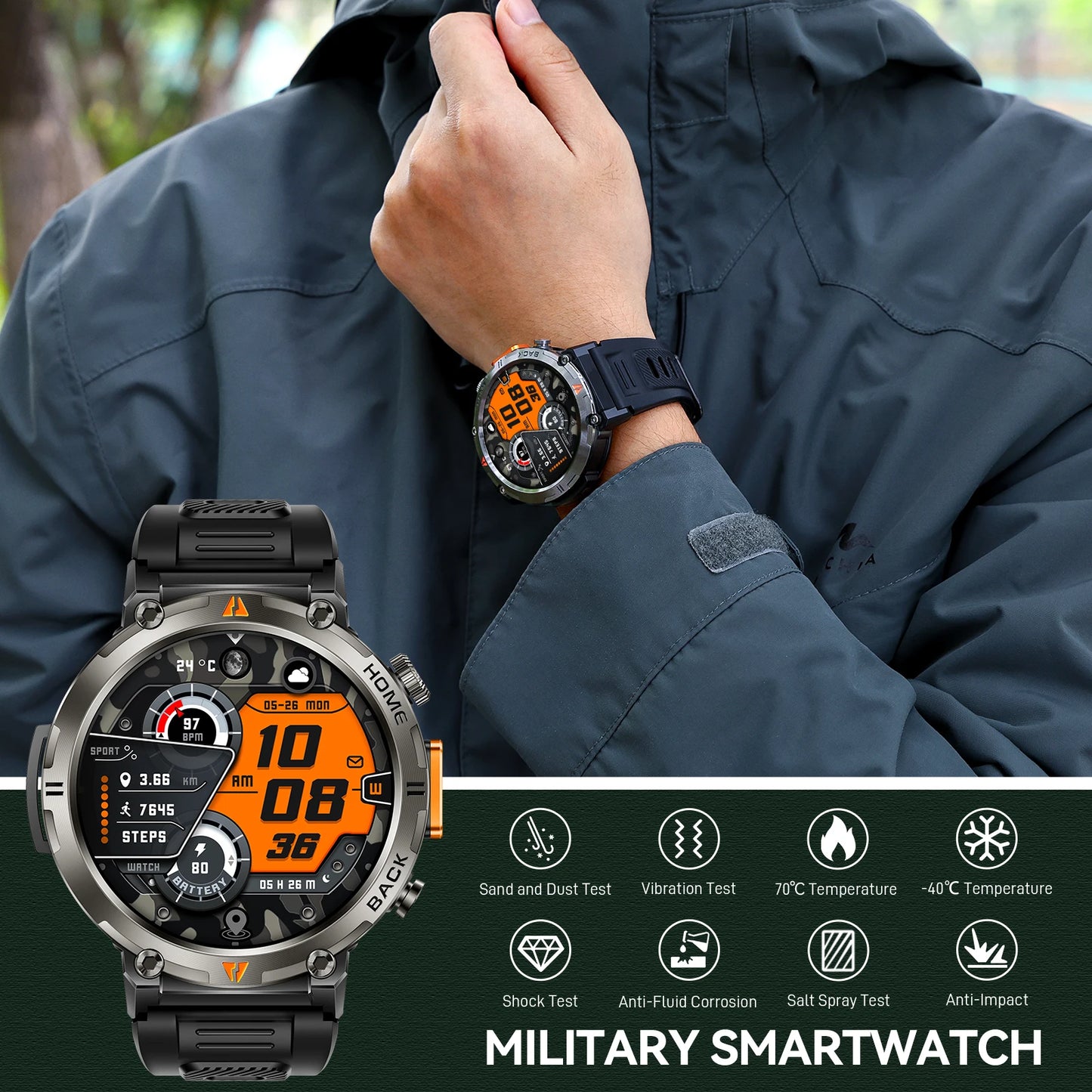 EIGIIS KE3 Bluetooth Smartwatch Men Full Touch Health