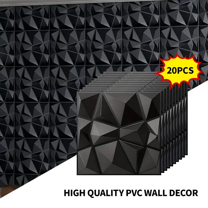 Hign-concerned 20Pcs 3D Wall Panels Indoor Decoration For Living Room Bedroom Office
