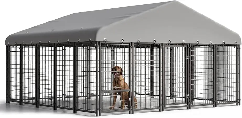 MKDK Outdoor Heavy Duty Dog Kennel Double Lock Cage