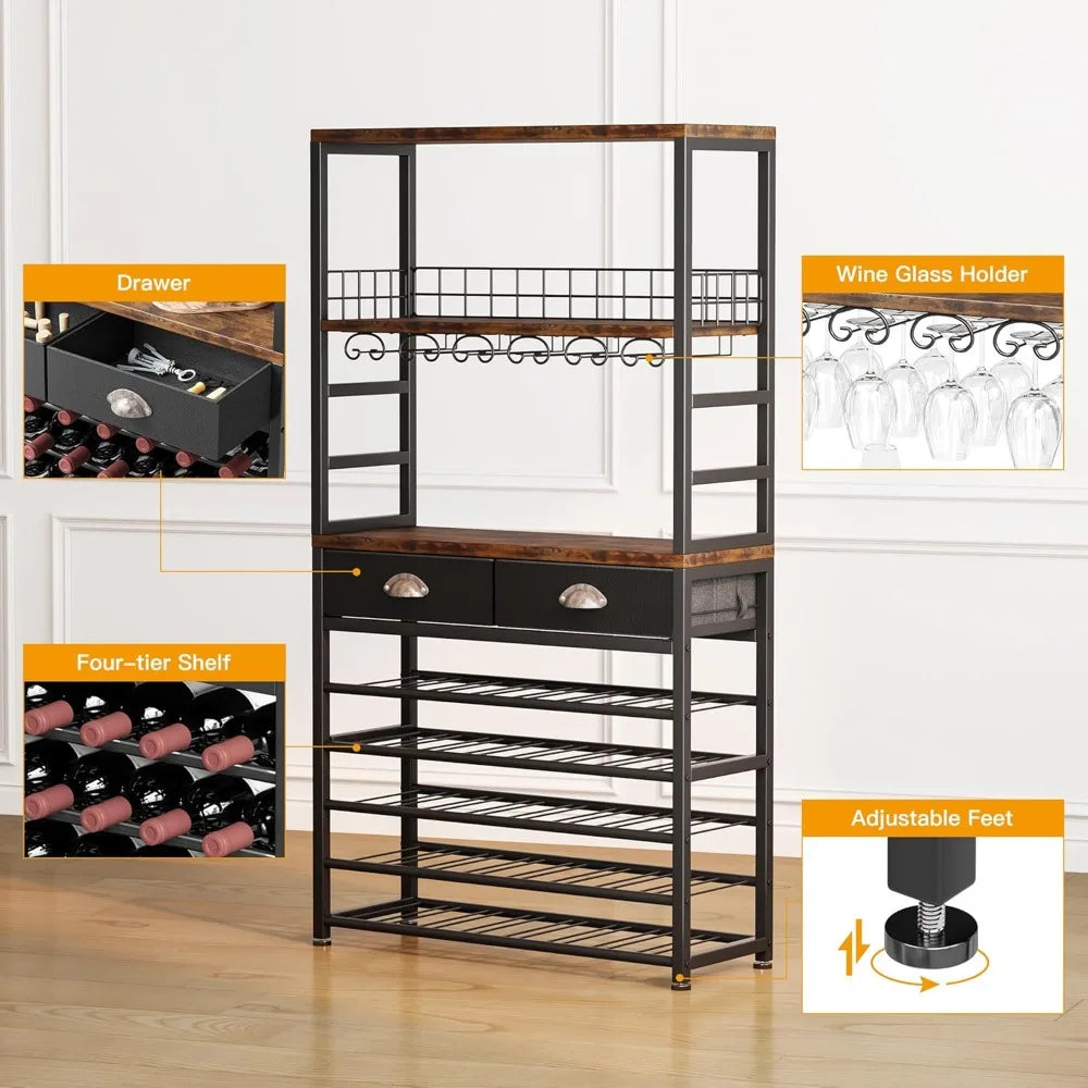DAFIFY Freestanding 6 Tier Wine Cabinet With Storage