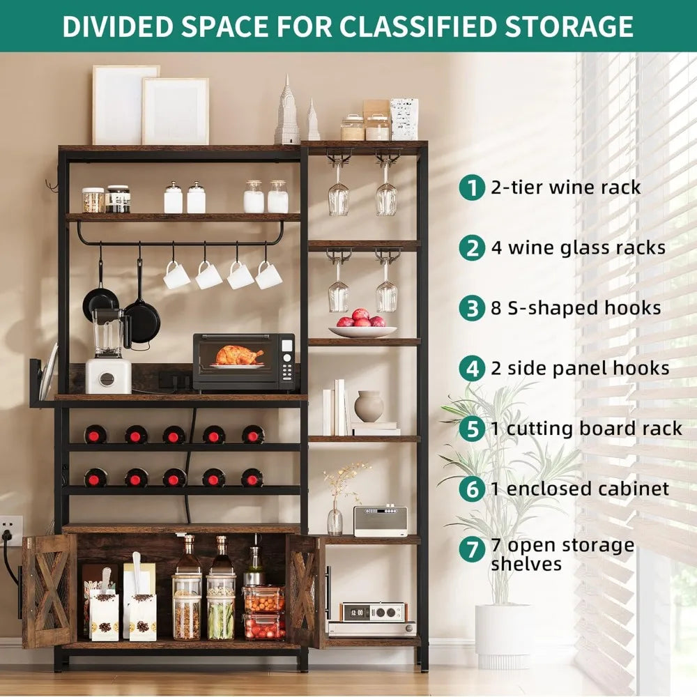 DAFIFY L Shaped Wine Rack With Power Outlet Glass Holder