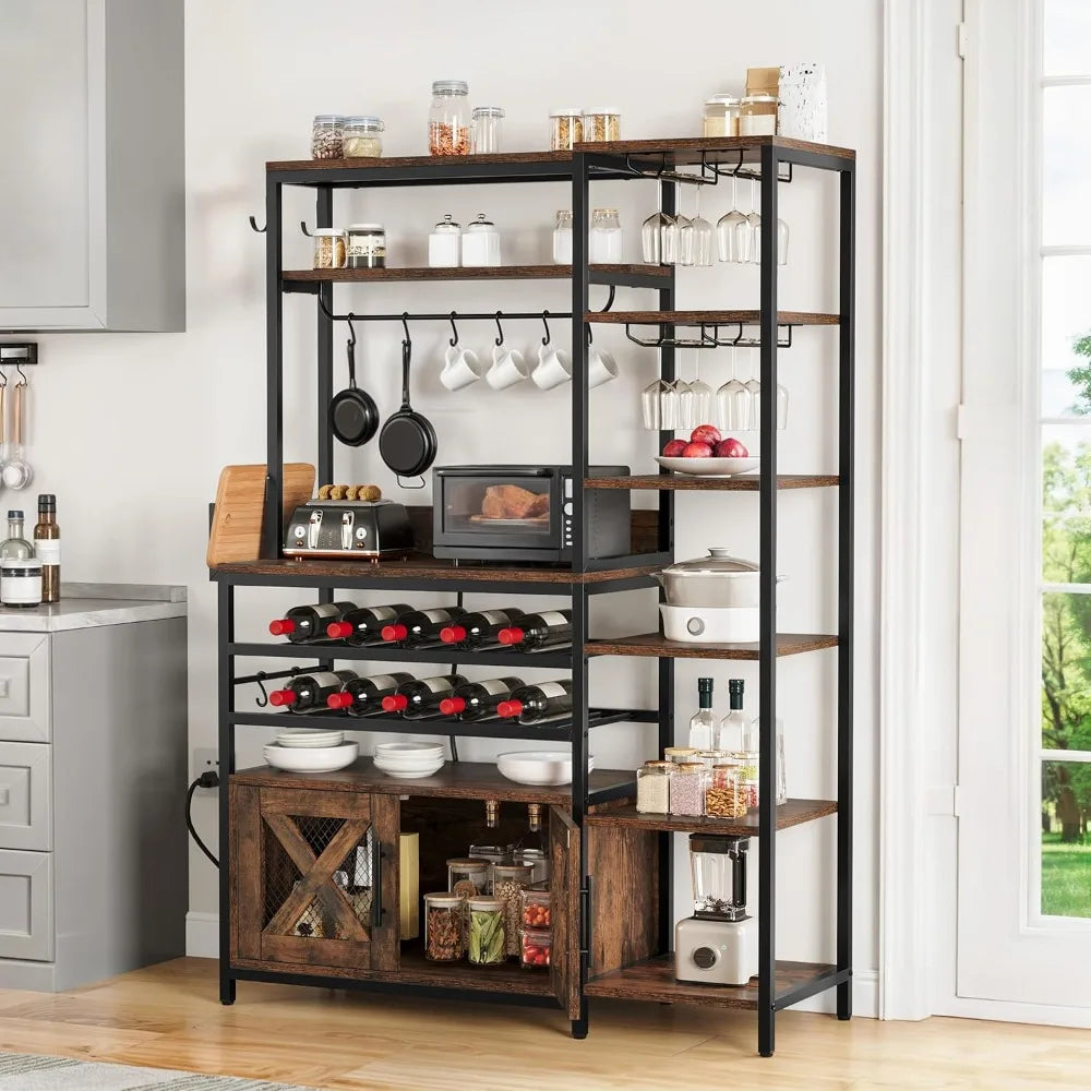 DAFIFY L Shaped Wine Rack With Power Outlet Glass Holder