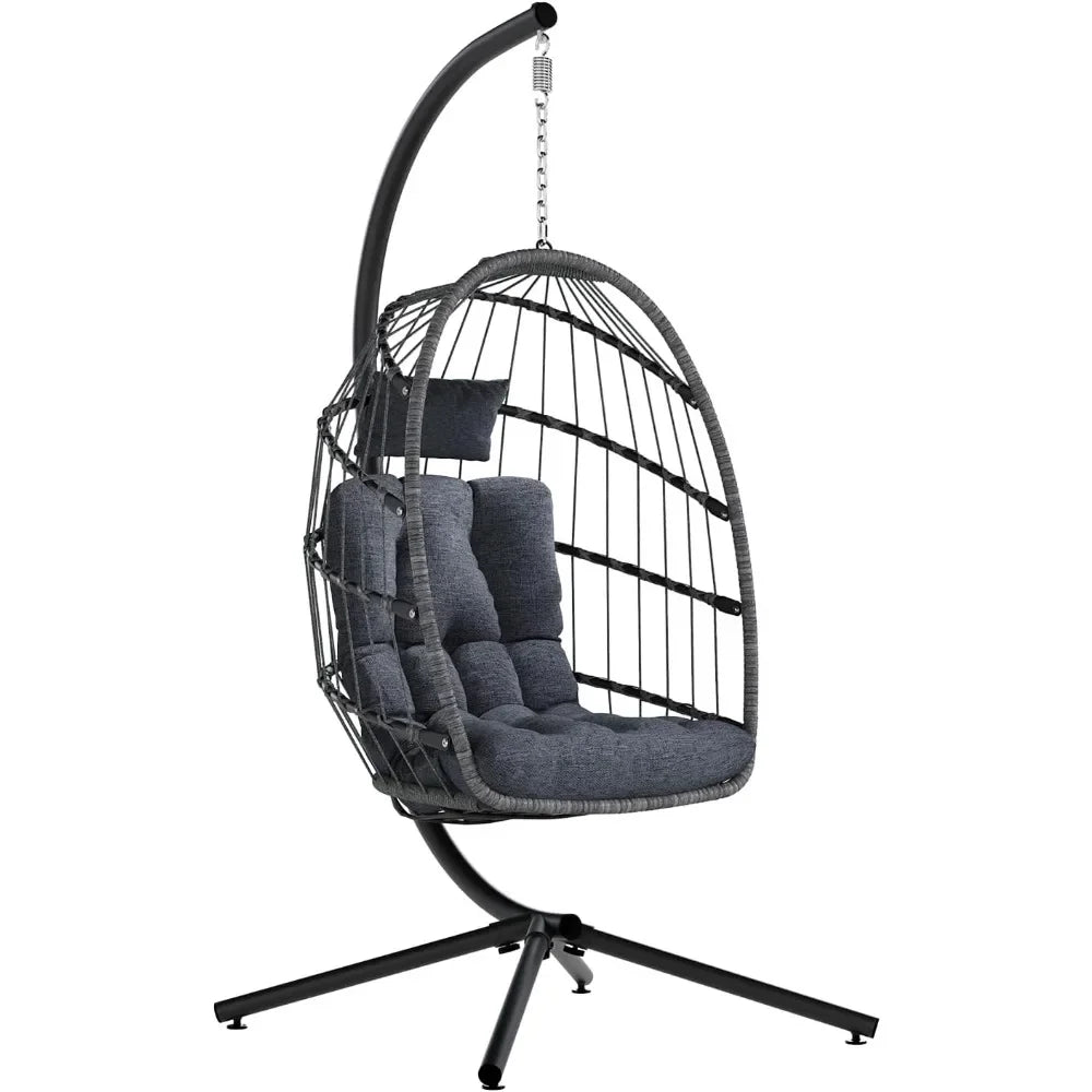 HUANZHUANG Egg Chair Outdoor Swing With Stand Cushion