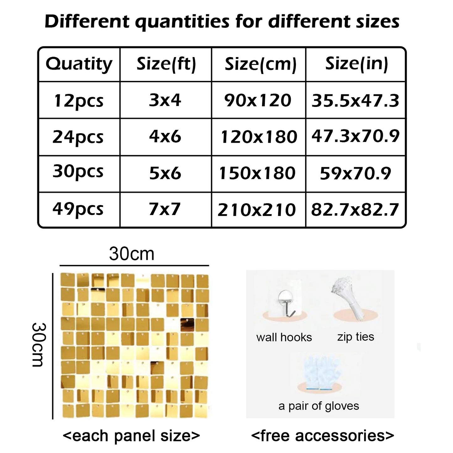 Zhejiang Glitter Wall Backdrop Panels 24 30 49 Pieces Decor