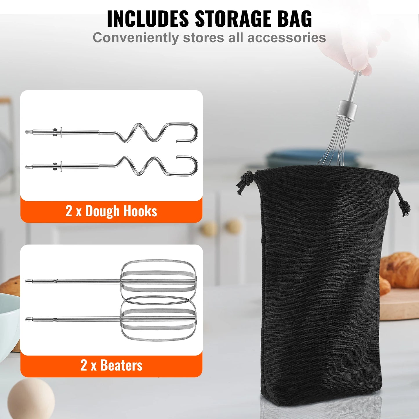 VEVOR Cordless Electric Hand Mixer 5 Gear For Whipping