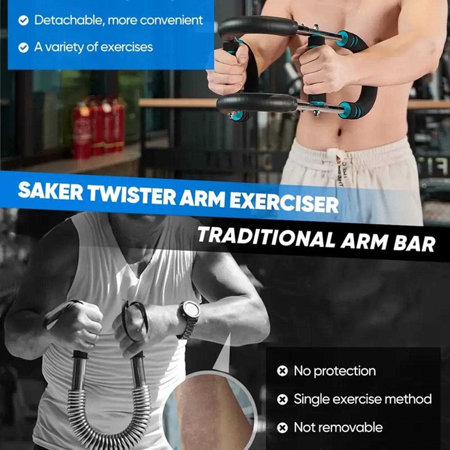 Features U Shape Hand Gripper Twister Arm Trainer Bar