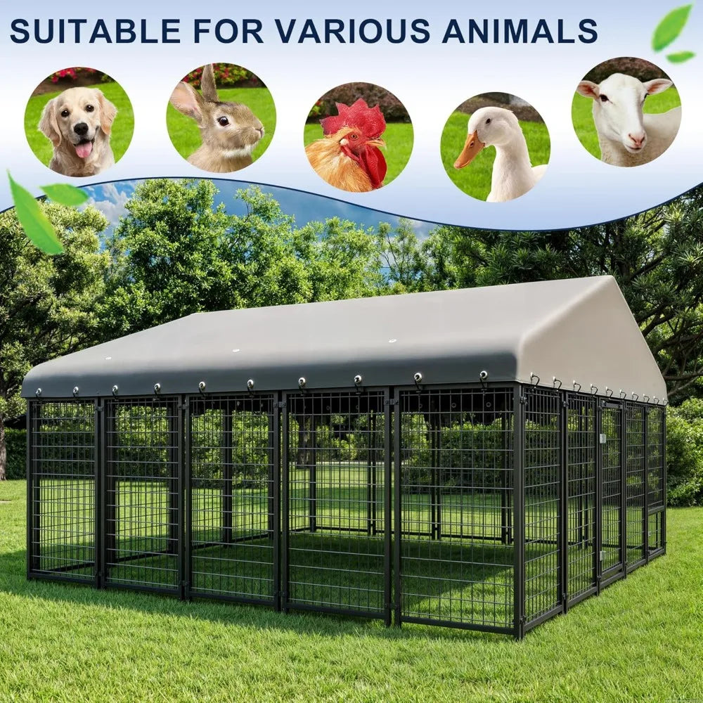 MKDK Outdoor Heavy Duty Dog Kennel Double Lock Cage