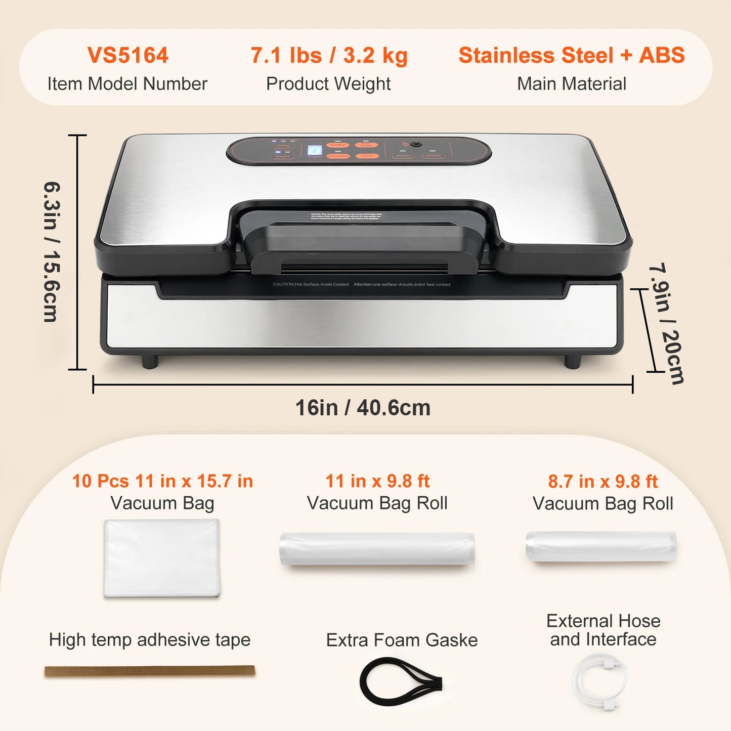 SucceBuy Vacuum Sealer Machine 90KPa 130W With Free Bags