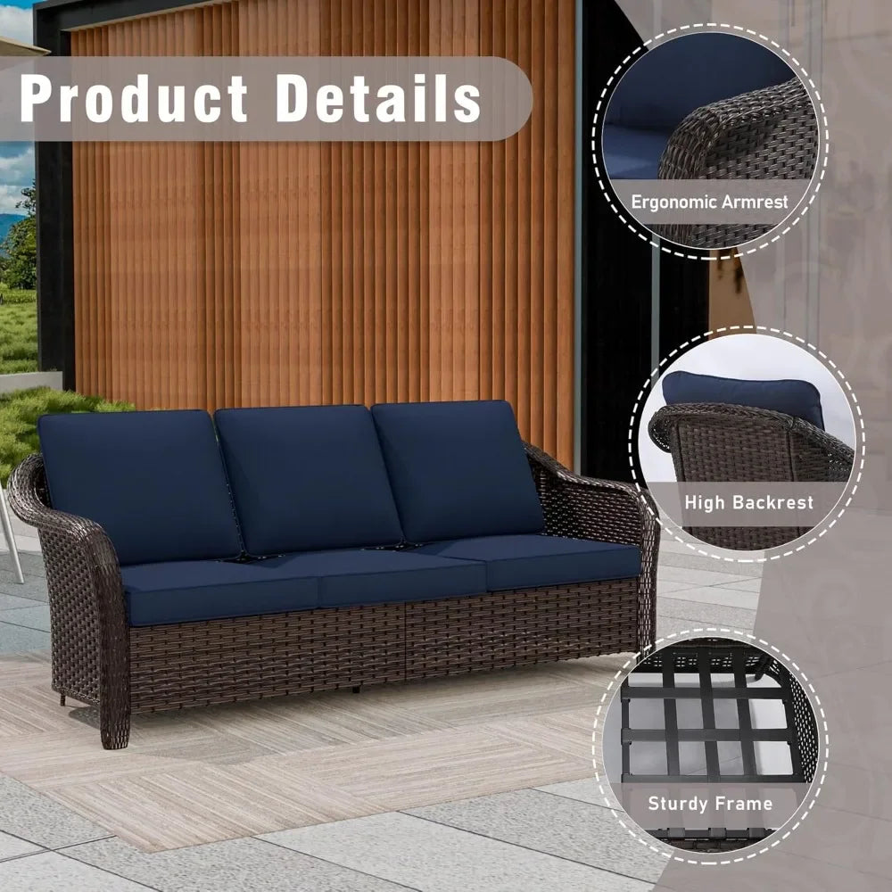 General Use Outdoor Wicker Sofa All Weather Patio Rattan