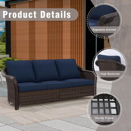 General Use Outdoor Wicker Sofa All Weather Patio Rattan
