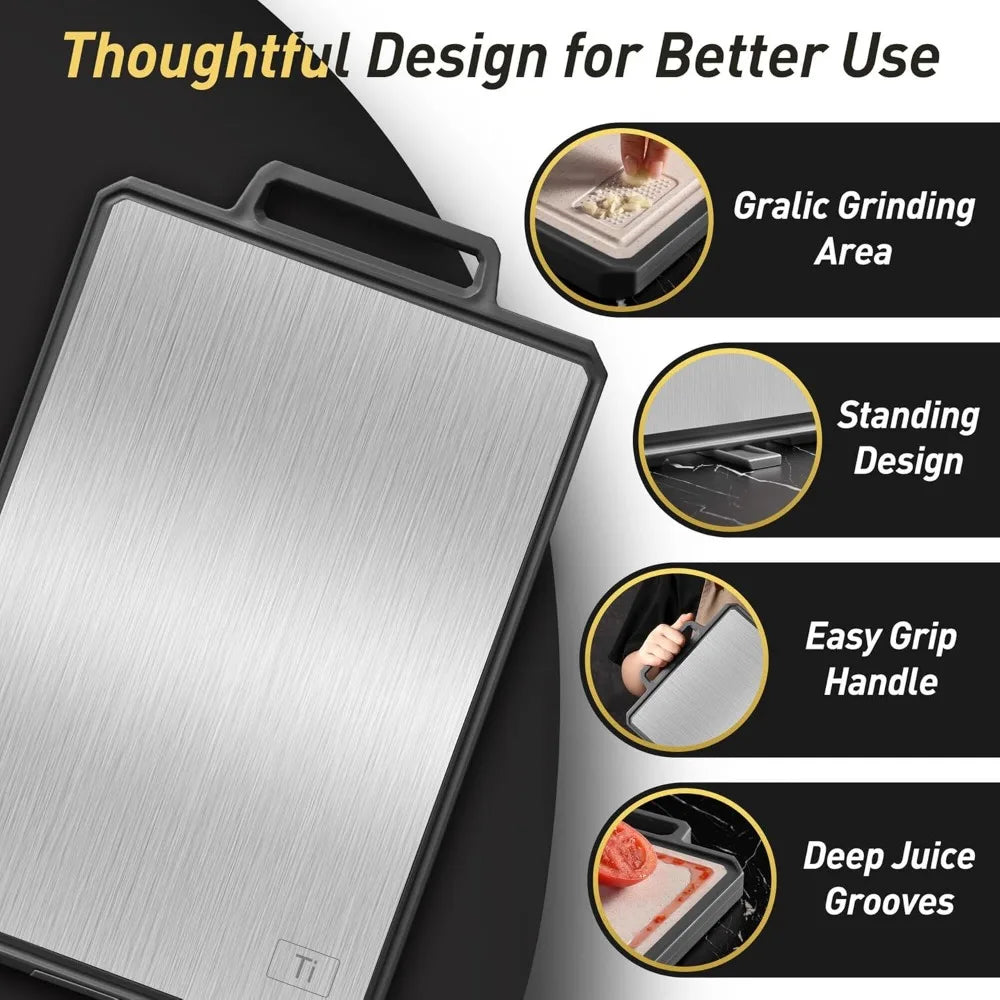 Titanium Cutting Board With Handle For Kitchen Chopping