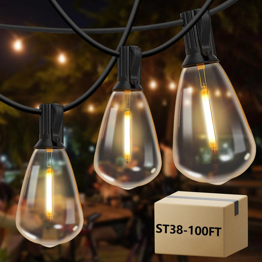 TJOY Outdoor String Lights Waterproof ST38 Globe LED Bulbs
