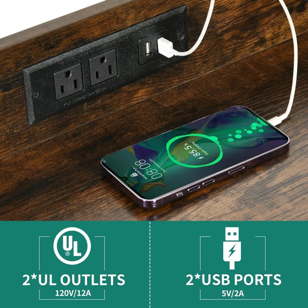 DAFIFY L Shaped Wine Rack With Power Outlet Glass Holder