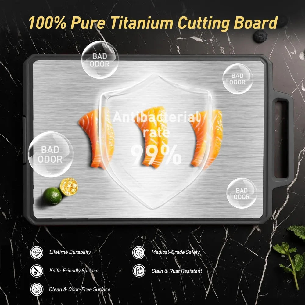 Titanium Cutting Board With Handle For Kitchen Chopping