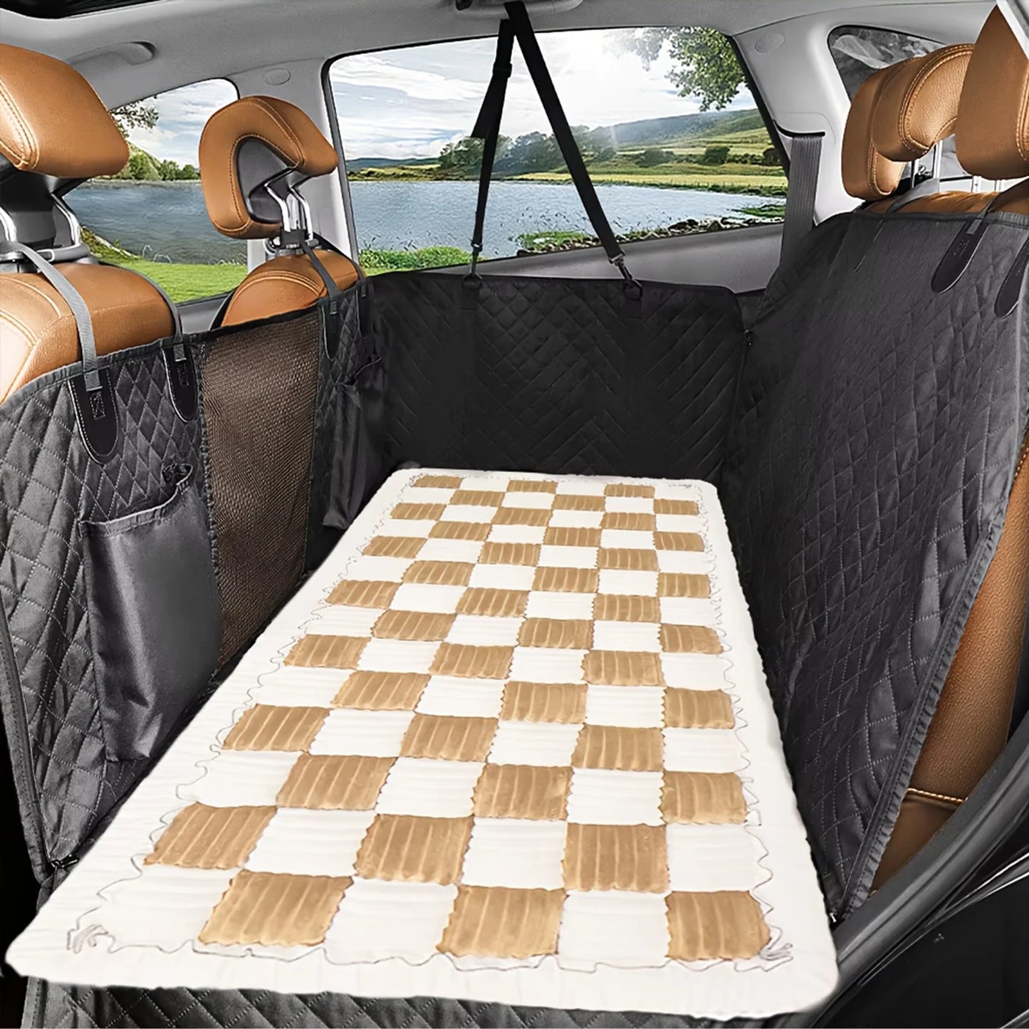 PETRAVELCN Dog Bed Warm Mat For Car Seat Cover Plaid