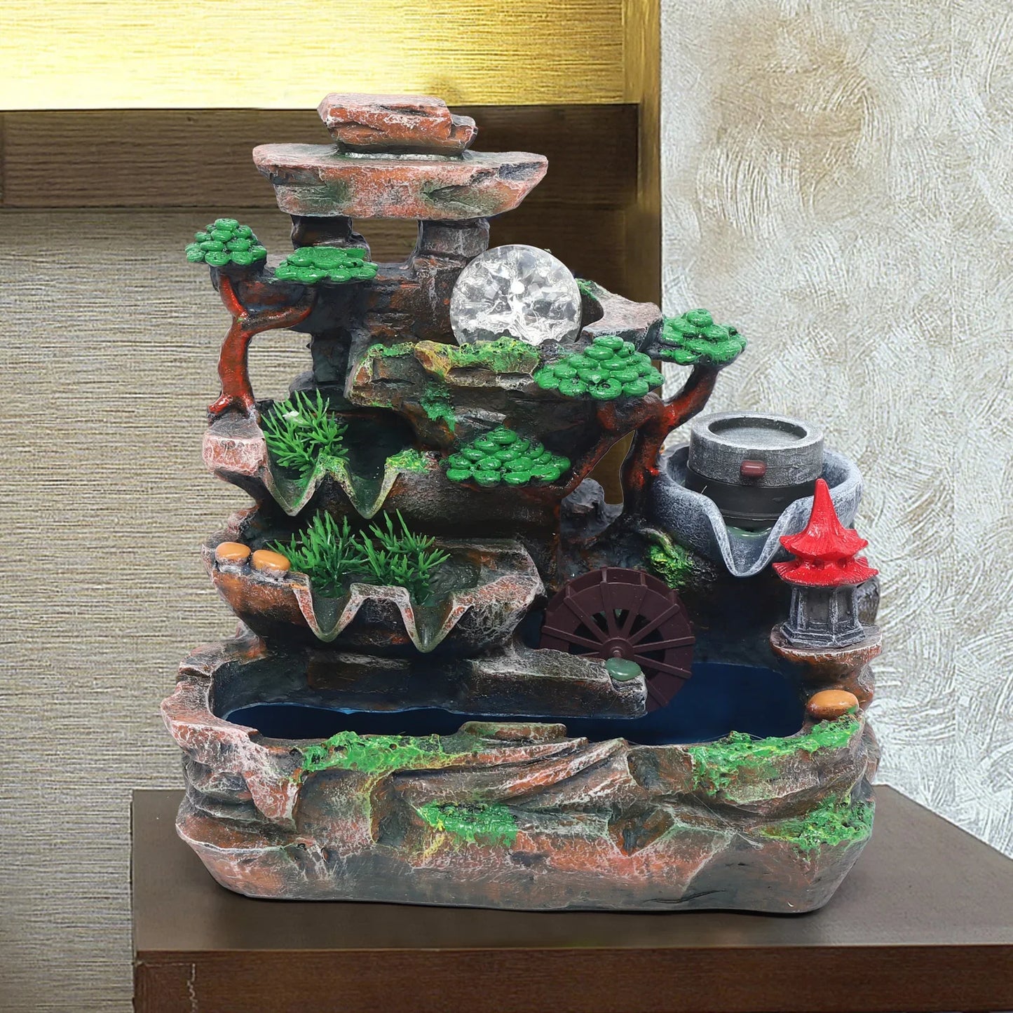 Hignconcerned Resin Indoor Waterfall Tabletop Fountain