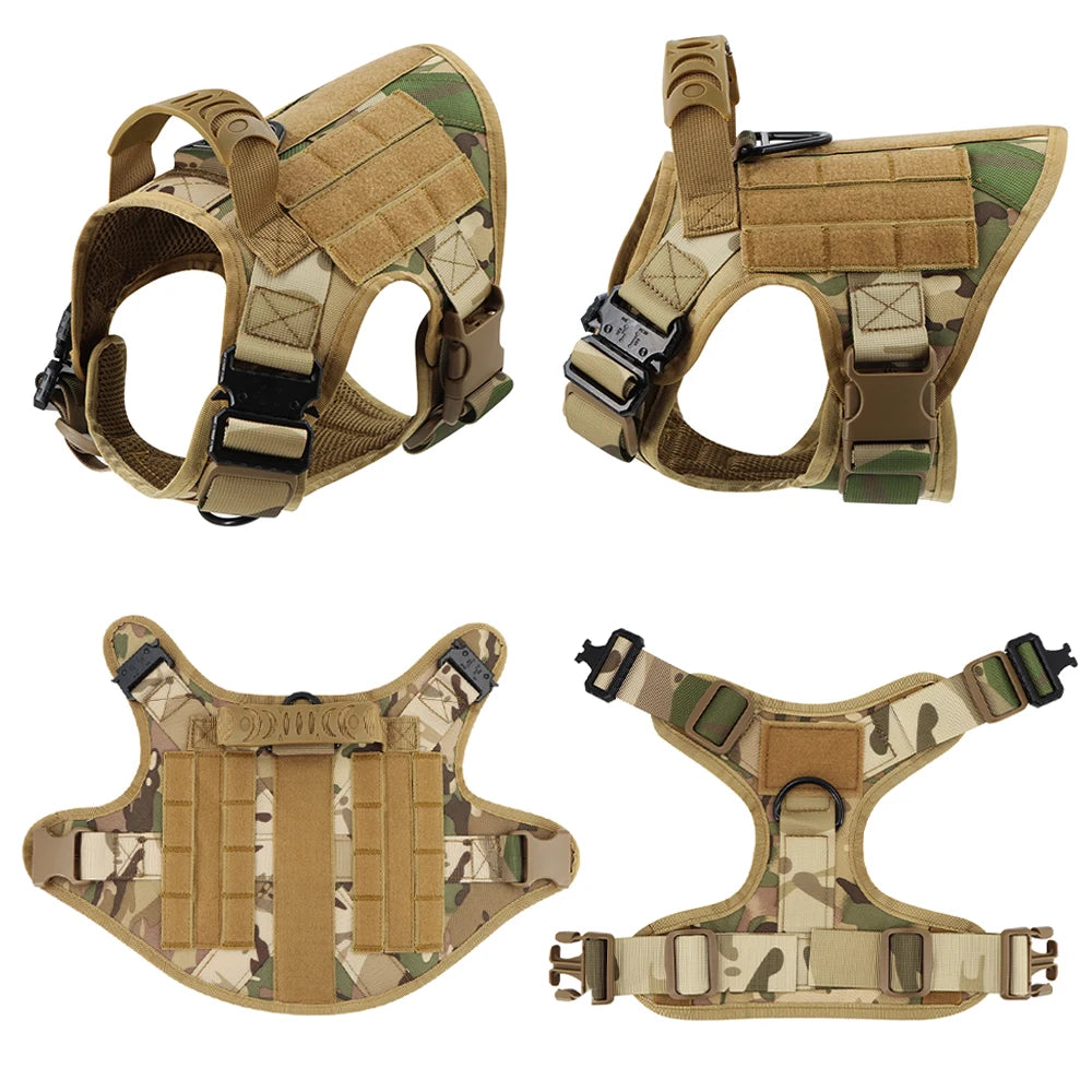 PETRAVELCN Military Dog Harness Vest With Leash Patches Set
