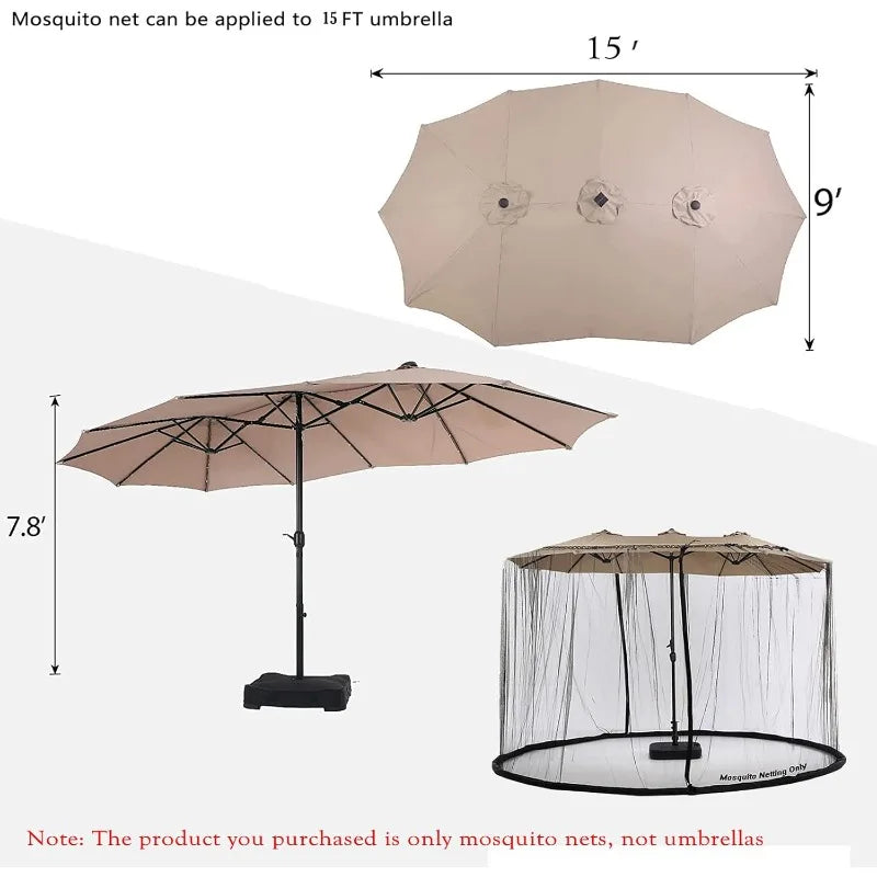 Mosquito Netting For Patio Umbrella With Double Zipper