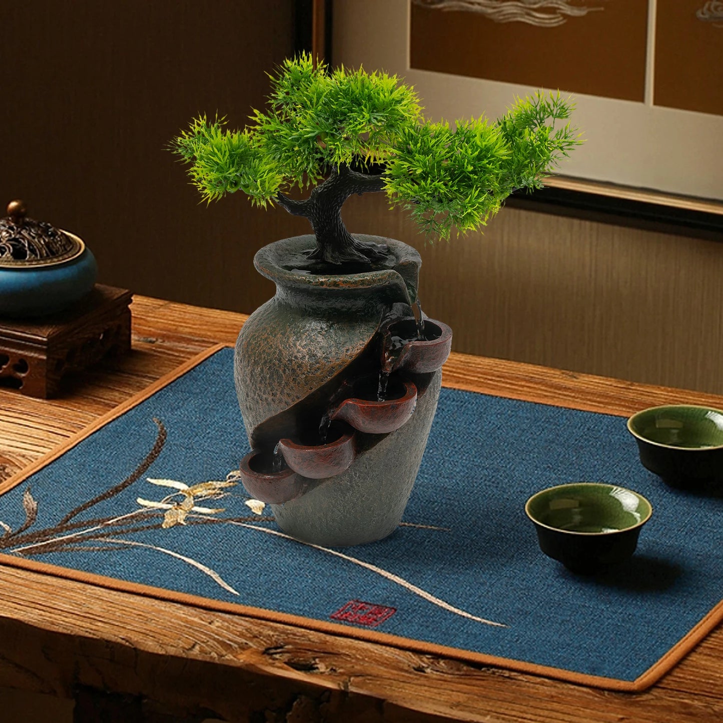 Mini Waterfall Tabletop Fountain Indoor Relaxation Feature