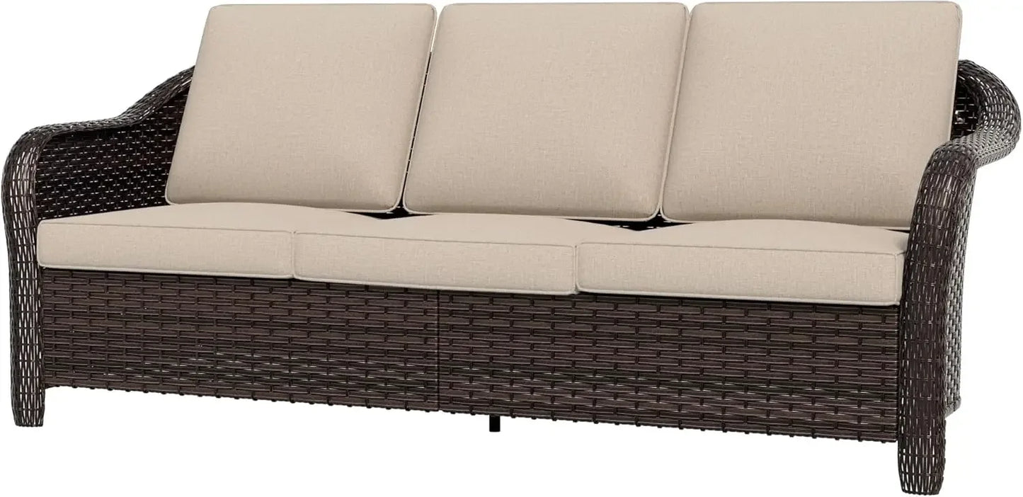 General Use Outdoor Wicker Sofa All Weather Patio Rattan