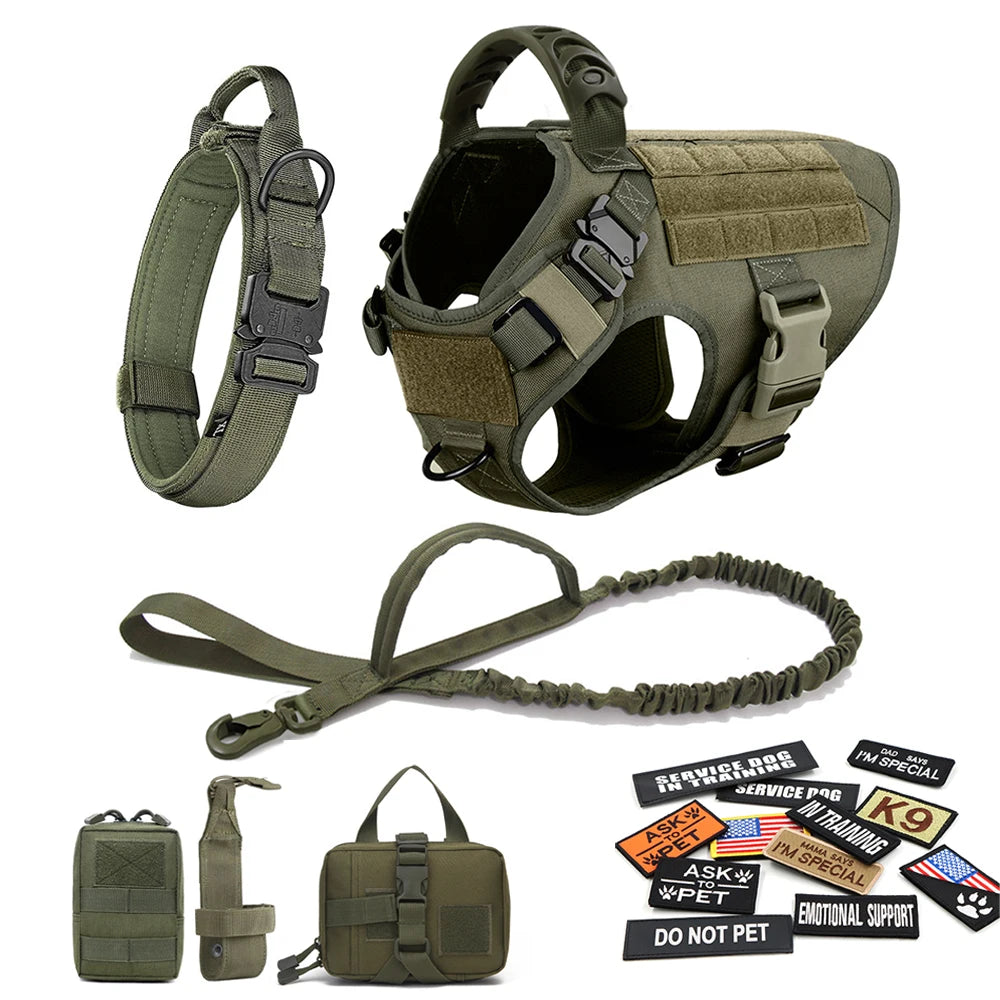 PETRAVELCN Military Dog Harness Vest With Leash Patches Set