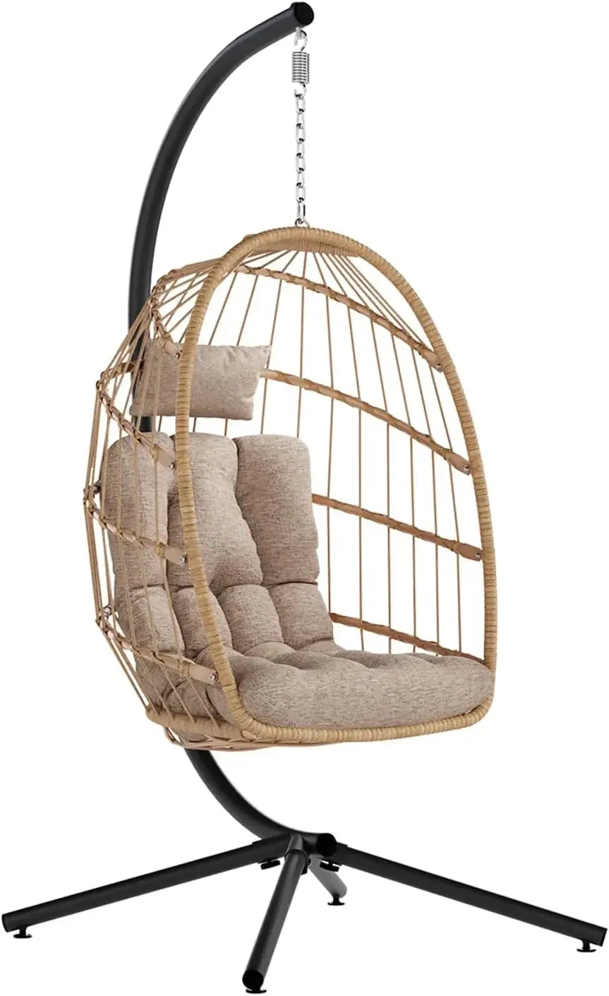HUANZHUANG Egg Chair Outdoor Swing With Stand Cushion