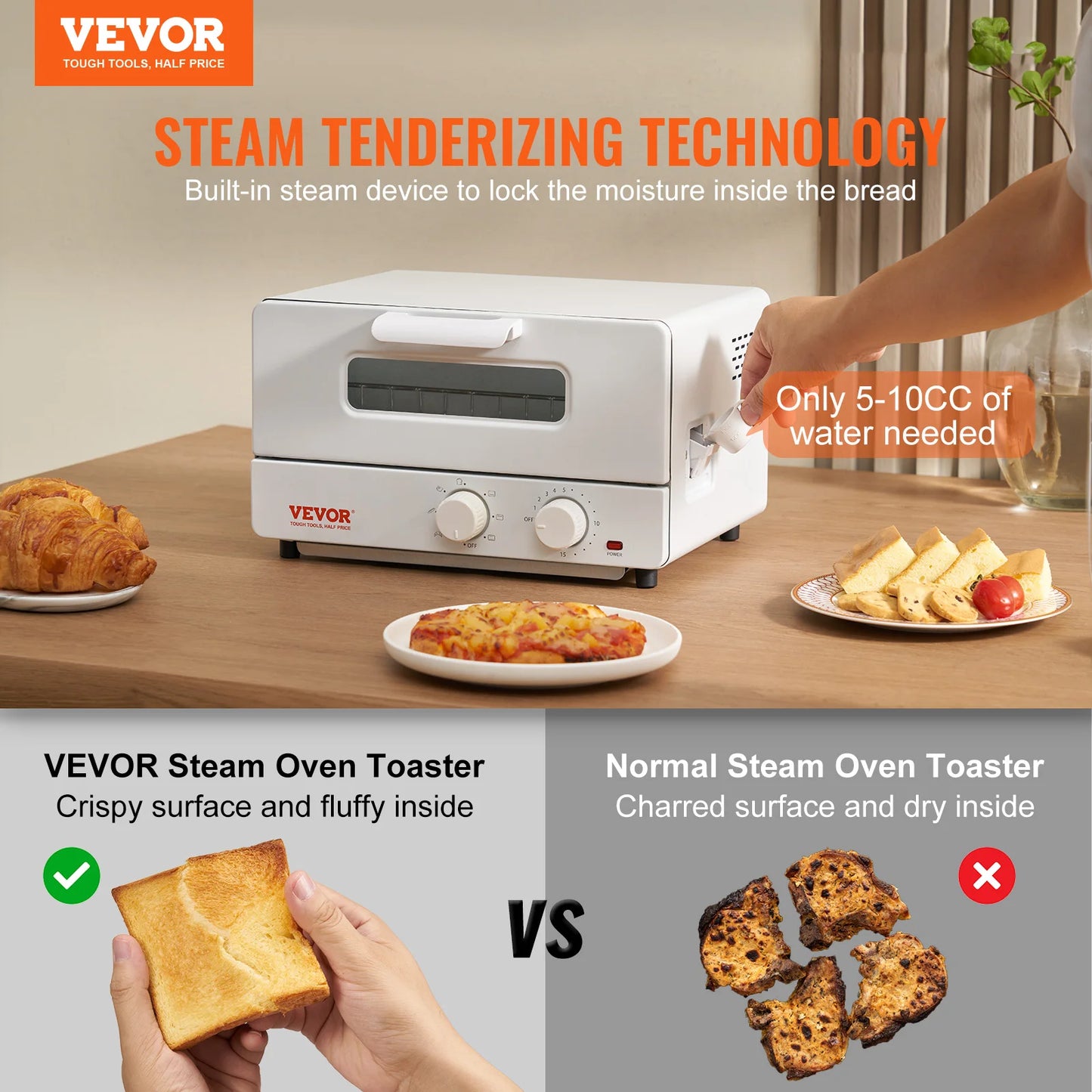 VEVOR Five In One Steam Oven Toaster Convection Countertop
