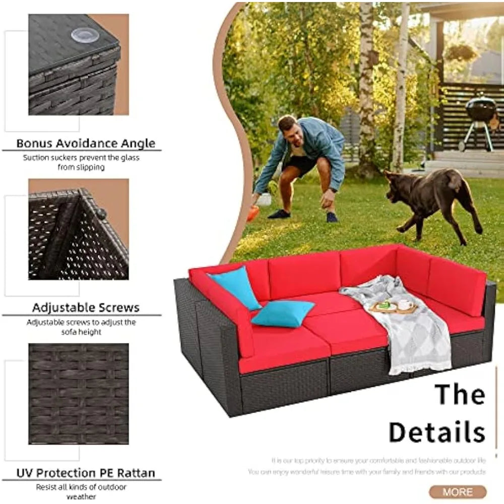 Outdoor All Weather Rattan Sectional Patio Sofa Set