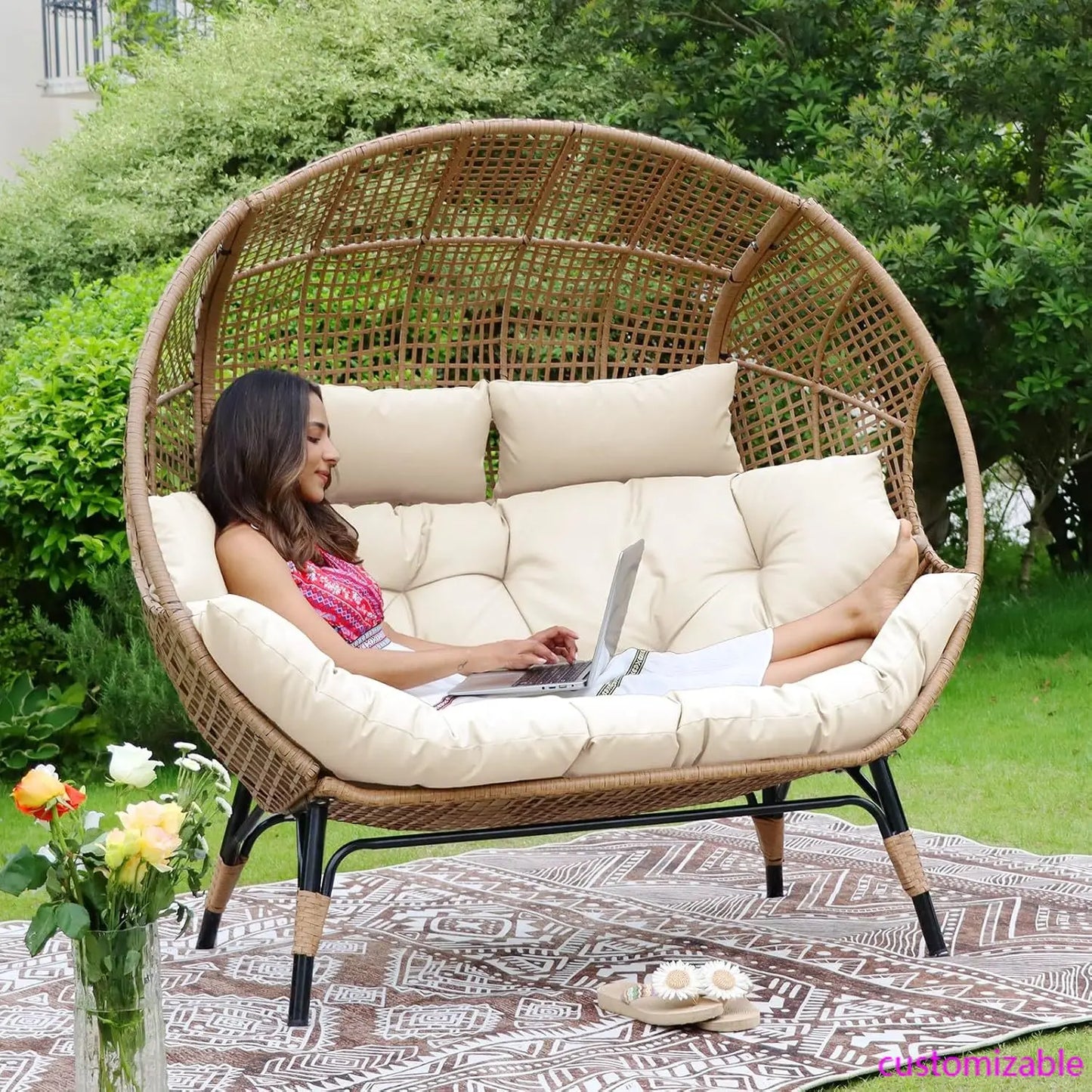 Double Egg Chair Lounge For Indoor Outdoor Comfort Plus
