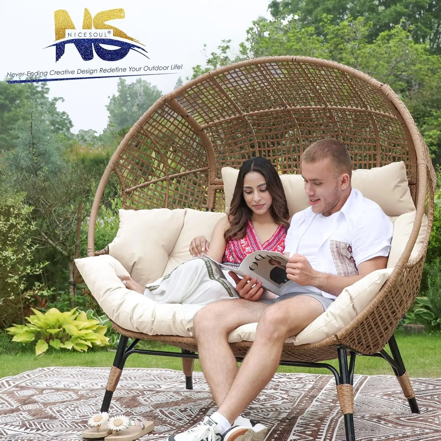 Double Egg Chair Lounge For Indoor Outdoor Comfort Plus