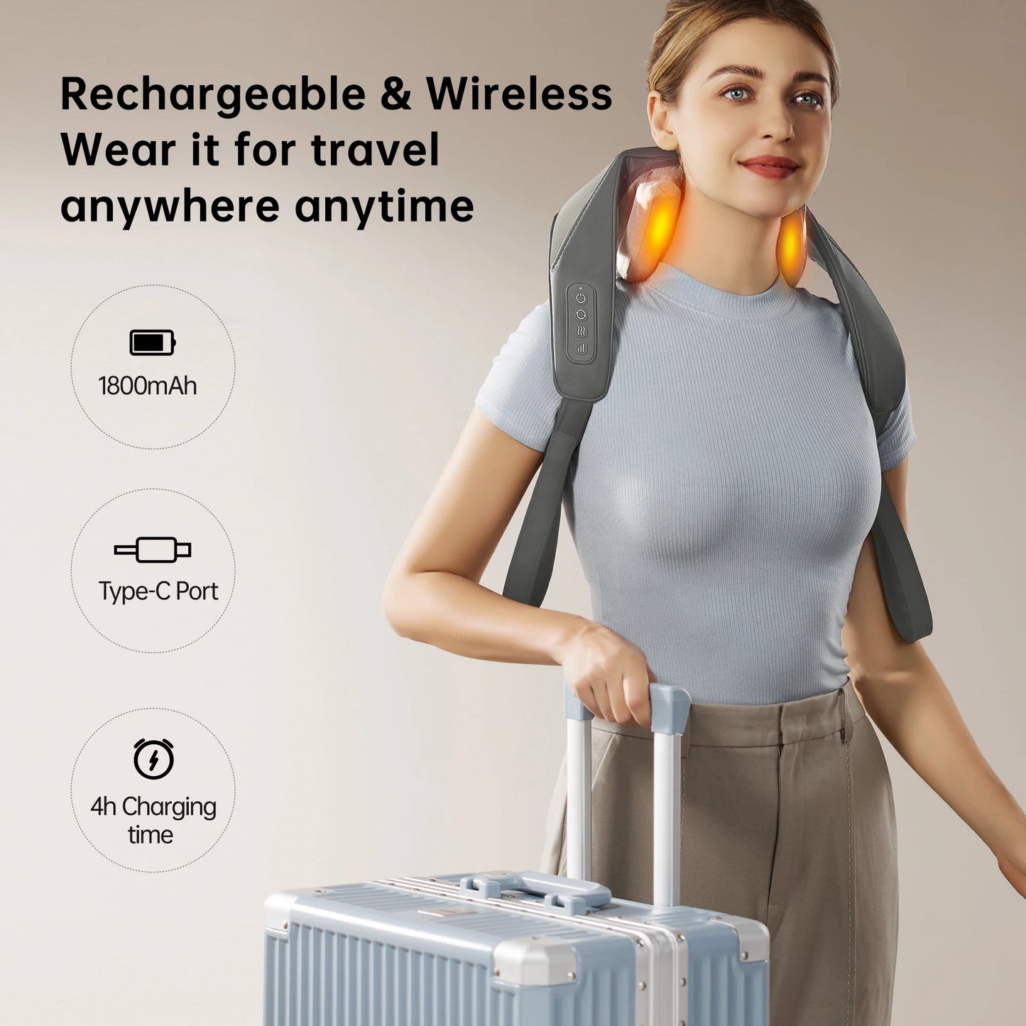 Heated Neck And Shoulder Massager Shawl With 6D Heads