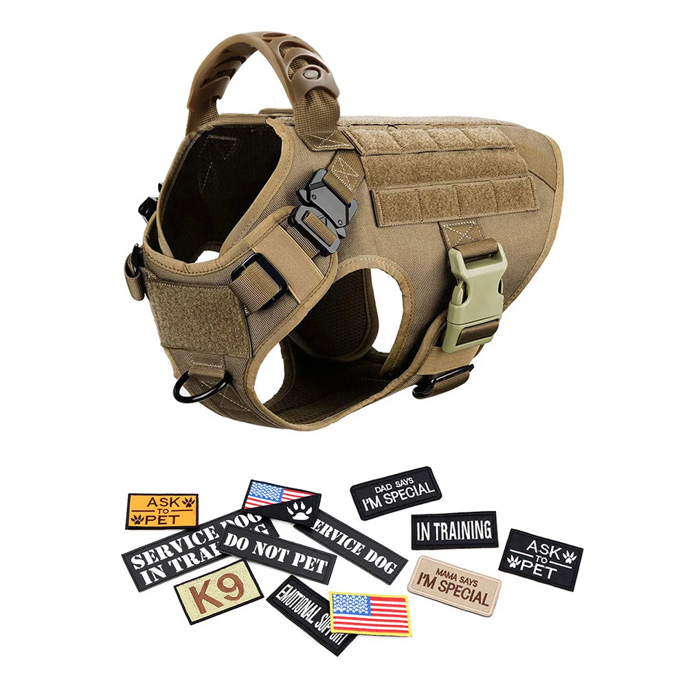 PETRAVELCN Military Dog Harness Vest With Leash Patches Set