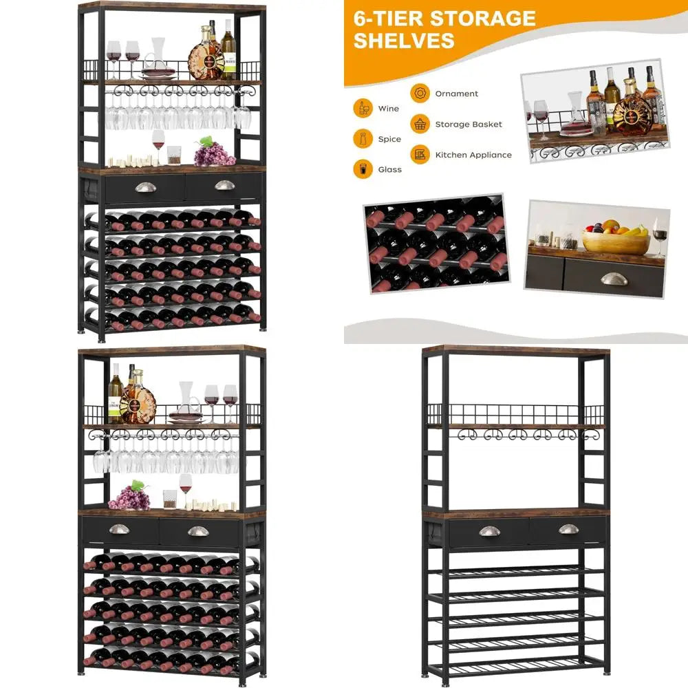 DAFIFY Freestanding 6 Tier Wine Cabinet With Storage