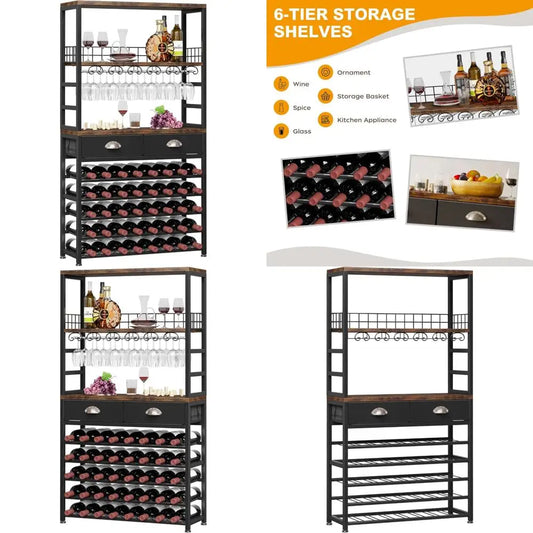 DAFIFY Freestanding 6 Tier Wine Cabinet With Storage