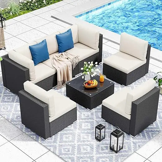 Wicker Outdoor 2 Piece Patio Furniture Set With Cushions