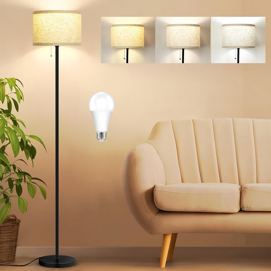 Floor Lamp With 3 Color Temperatures LED Bulb Pull Chain