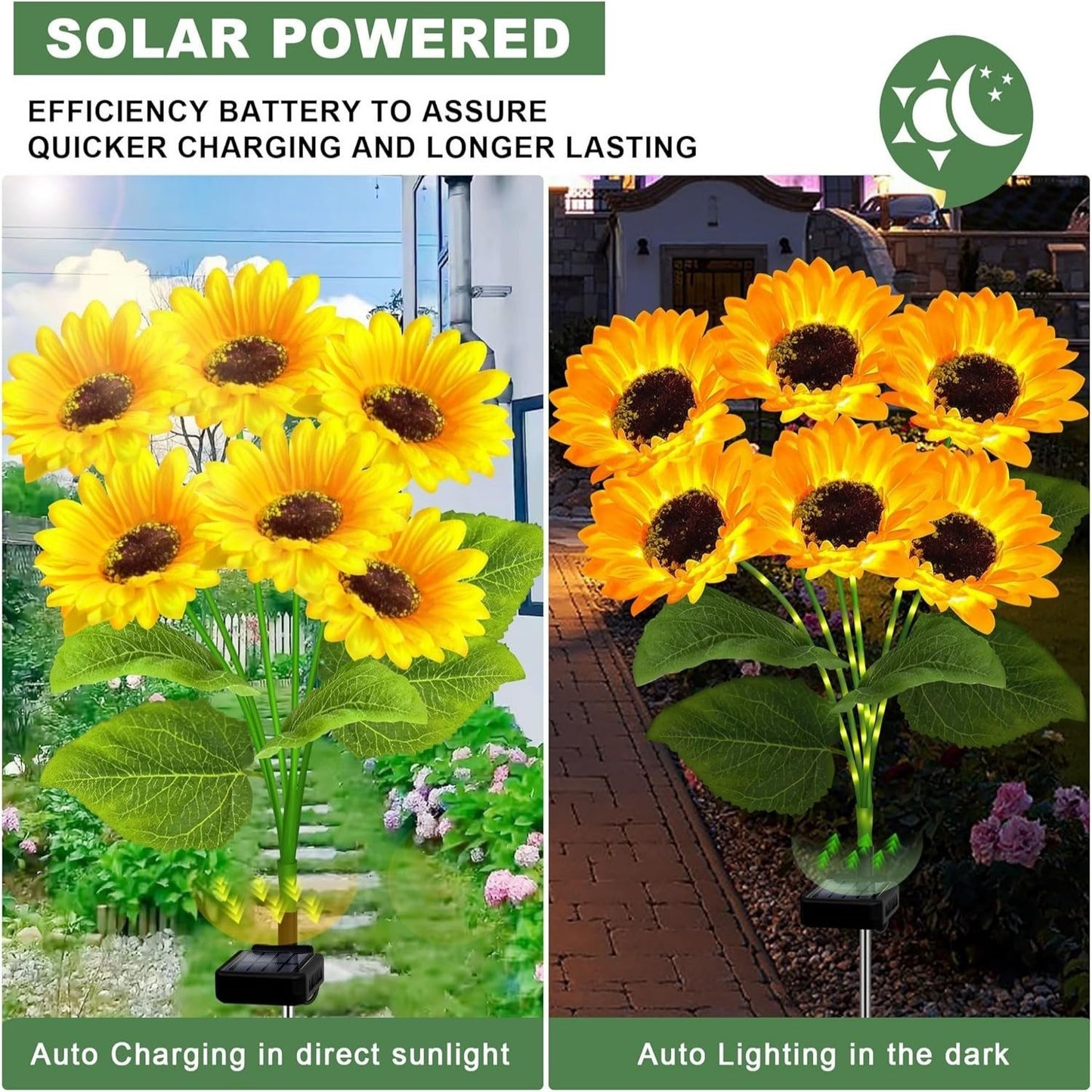 Solar Sunflower Lights for Outdoor Garden and Party Decor